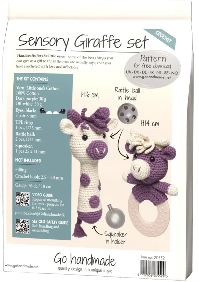 Go Handmade Sensorik Giraffe Häkelset Baumwolle