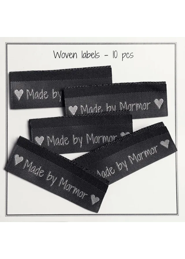Go Handmade Made by Mormor Webetikett grau 10 Stück gefaltet