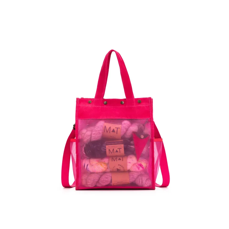 della Q Maker's Tall Mesh Tote Projekttasche Vivid Rose Netz