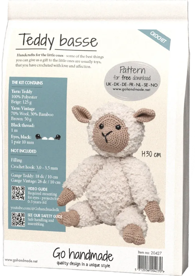 Go Handmade Teddy Häkelset 30 cm Beige Braun