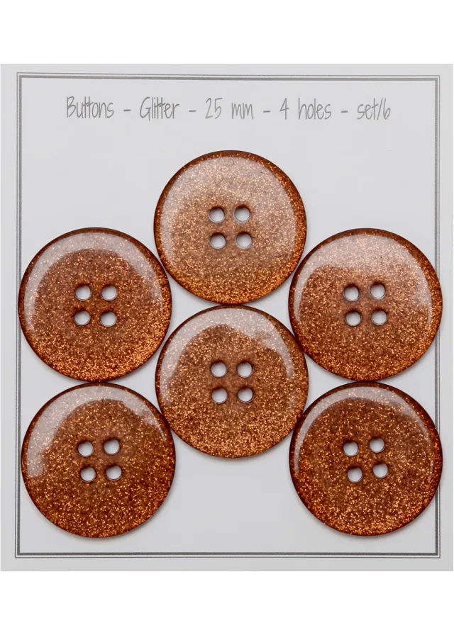Go Handmade Glitter 25 mm Knöpfe 6 Stück glitzernd
