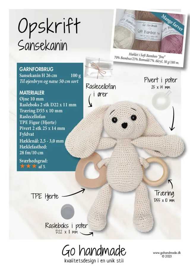 Go Handmade Sensorik-Hase Häkelset 26 cm