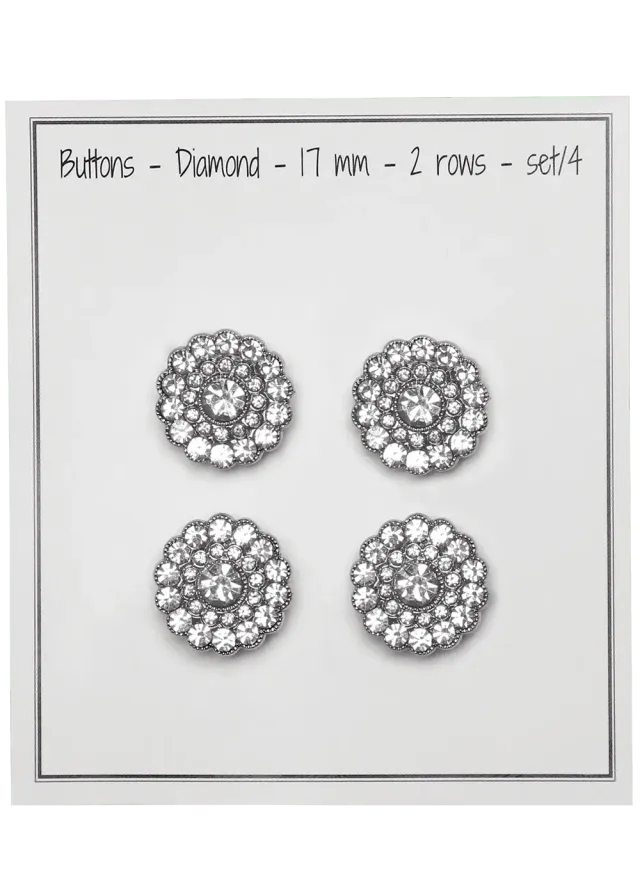 Go Handmade Diamond Knöpfe silber 17 mm 4er Set