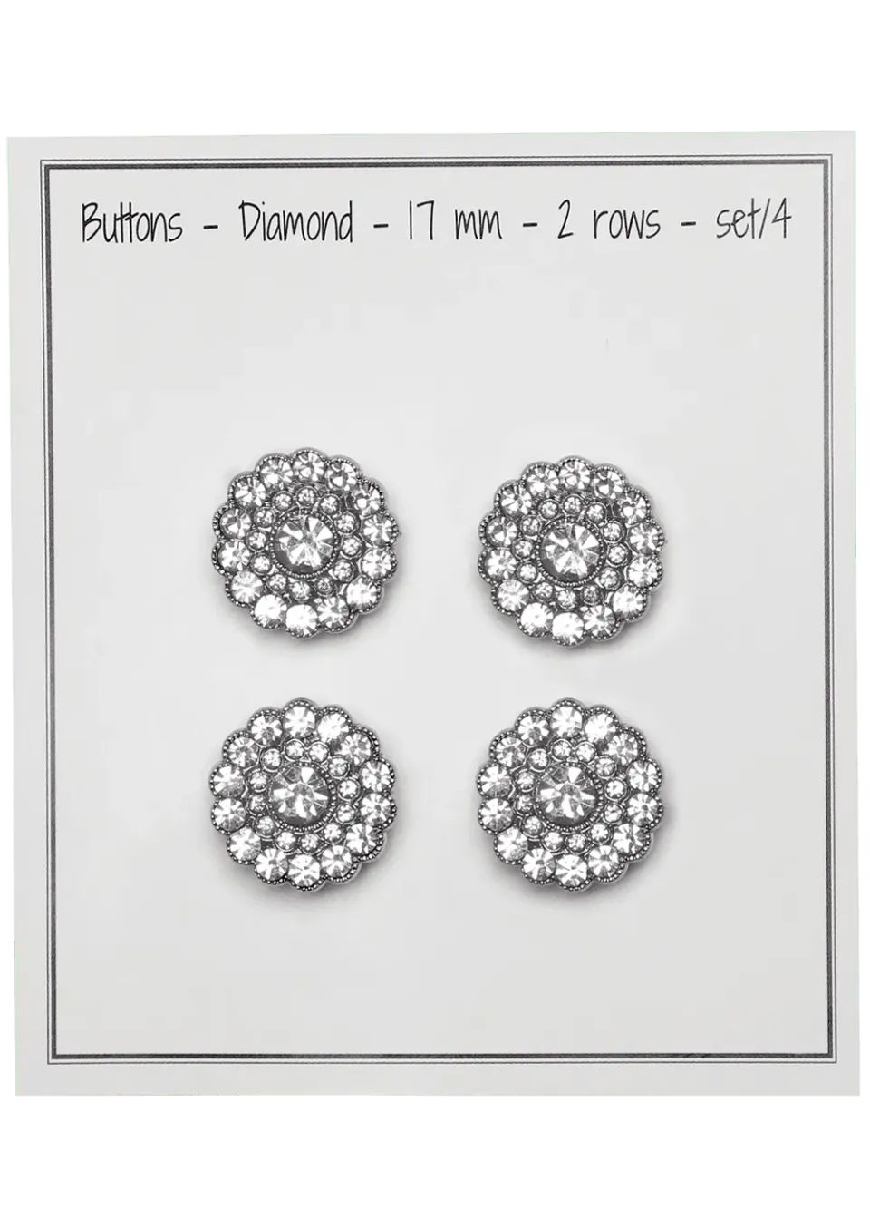 Go Handmade Diamond Knöpfe silber 17 mm 4er Set