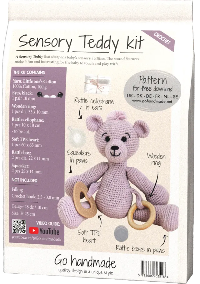 Go Handmade Sensory Teddy Häkelset Helllila 100 g Baumwolle