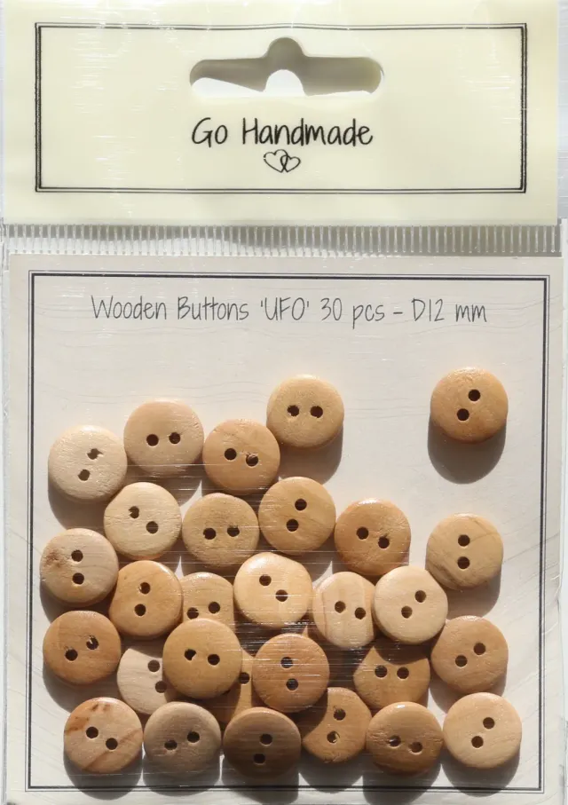 Go Handmade UFO Holzperlen natur 12 mm 30 Stück