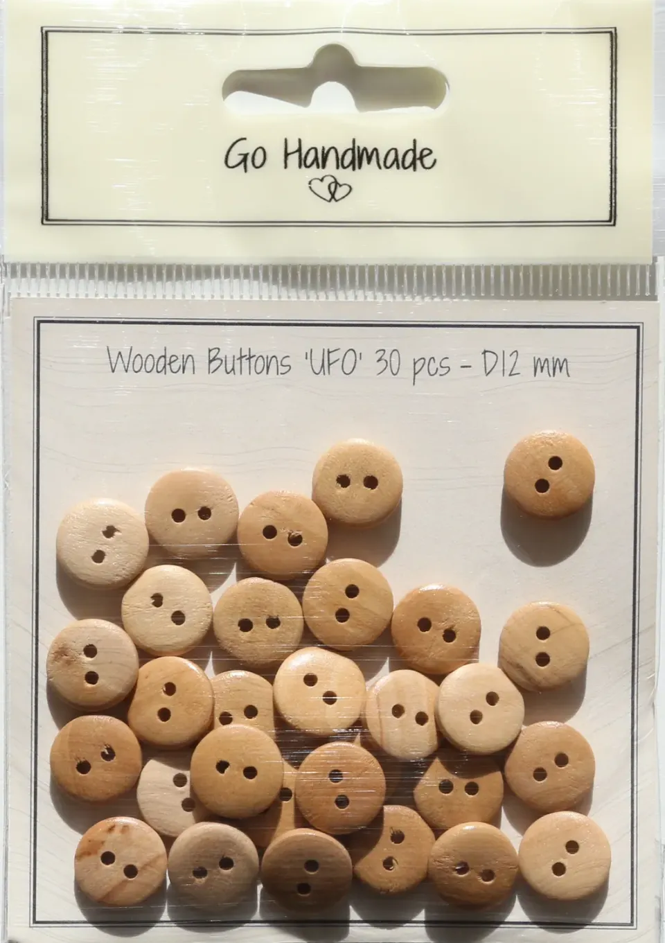 Go Handmade UFO Holzperlen natur 12 mm 30 Stück