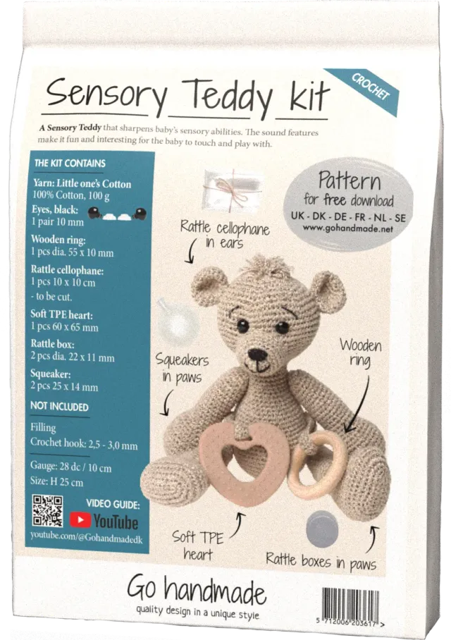 Go Handmade Sensory Teddy Häkelset Beige 100 g Baumwolle