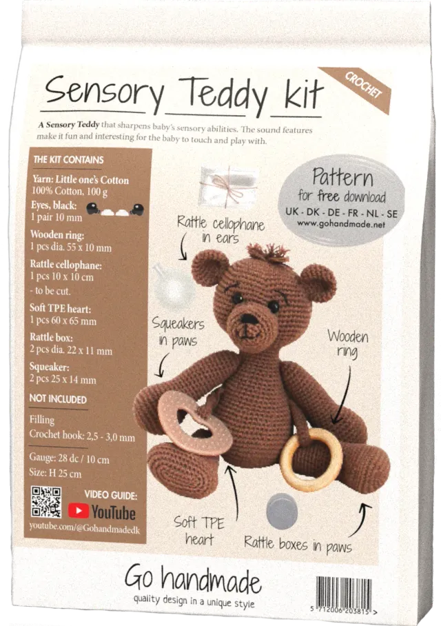 Go Handmade Sensory Teddy Häkelset dunkelbraun