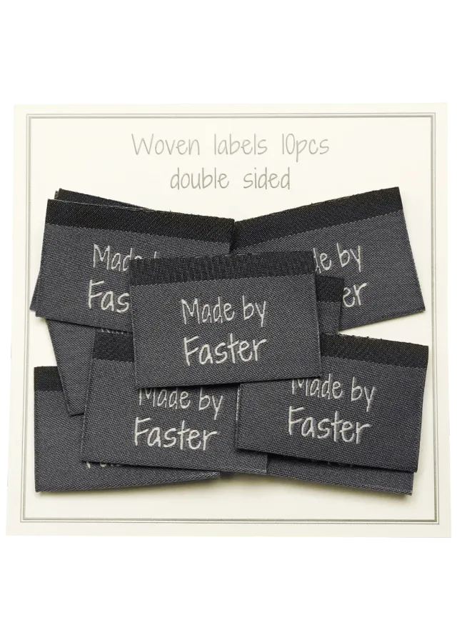 Go Handmade Weblabel Made by faster grau 35x19 mm 10 Stk