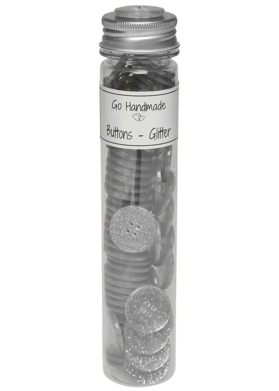 Go Handmade Glitter Knöpfe 25mm Silber 65 Stk