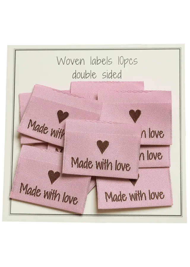 Go Handmade Made with love Weblabel rosa 10 Stk.