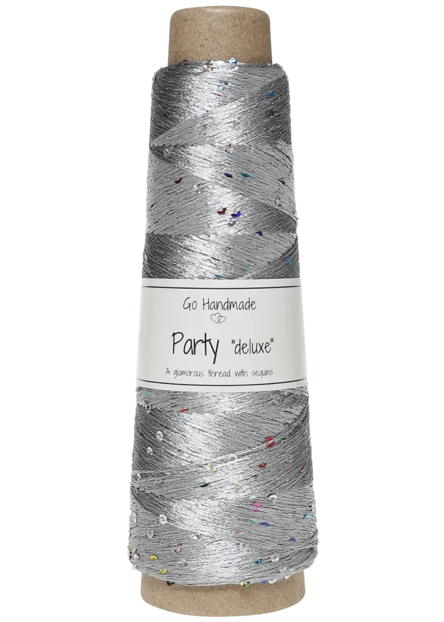 Go Handmade Party Deluxe Paillettengarn 50 g Silber