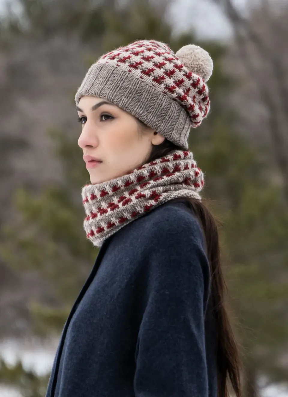 Blue Sky Fibers Ishpeming Hat Cowl Strickanleitung Set
