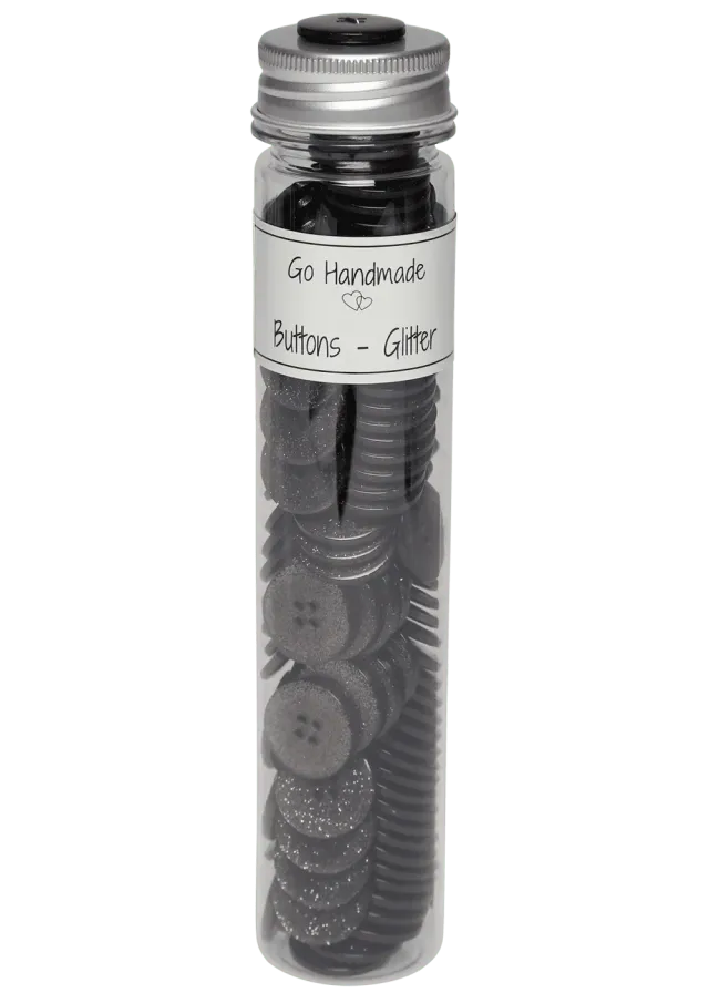 Go Handmade Glitter 21mm Knöpfe schwarz 125 Stück