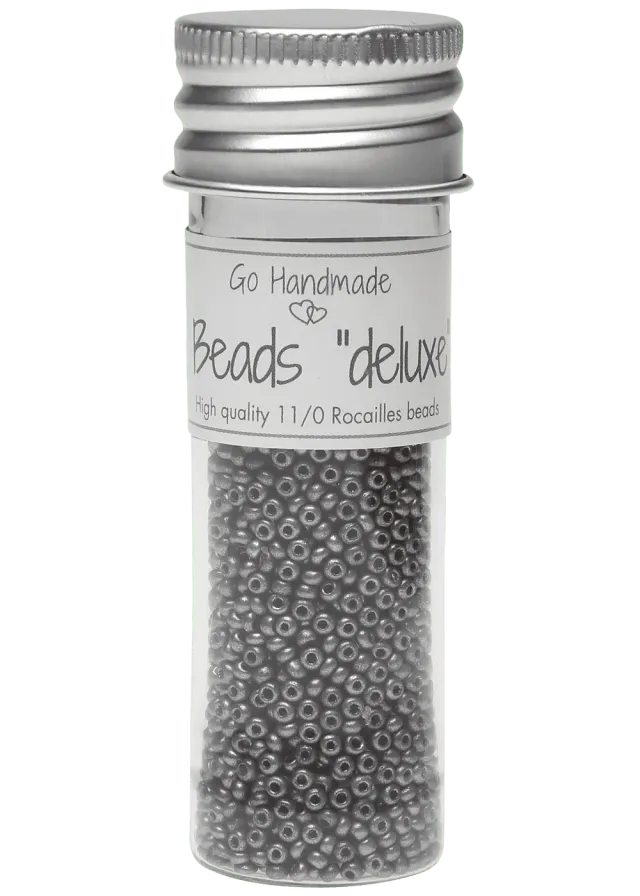 Go Handmade Glass Beads Glasperlen Metallic Grey 30g 2mm