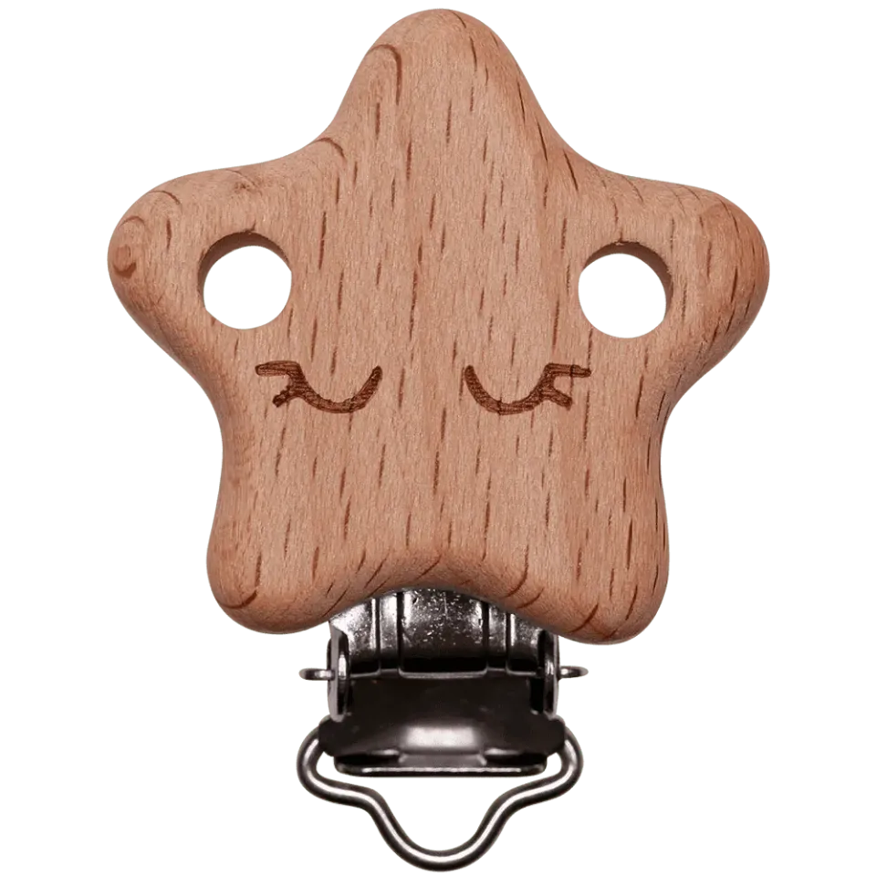 Go Handmade Schnullerclip rund 30 mm Buche Edelstahl