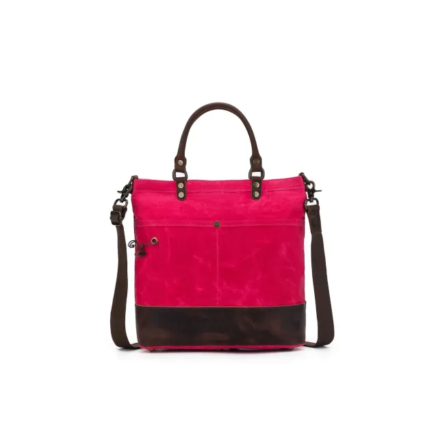 della Q Maker's Canvas Tote Vivid Rose Stricktasche Leder