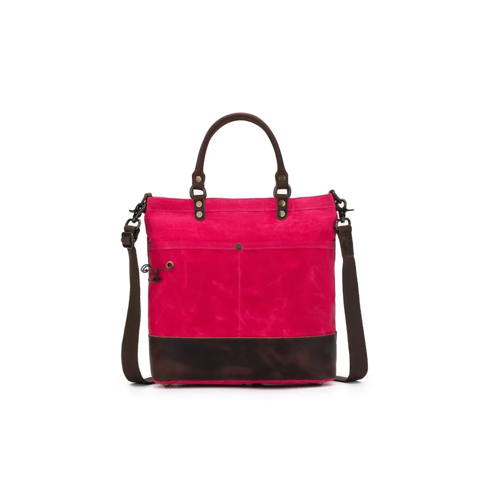 della Q Maker's Canvas Tote Vivid Rose Stricktasche Leder
