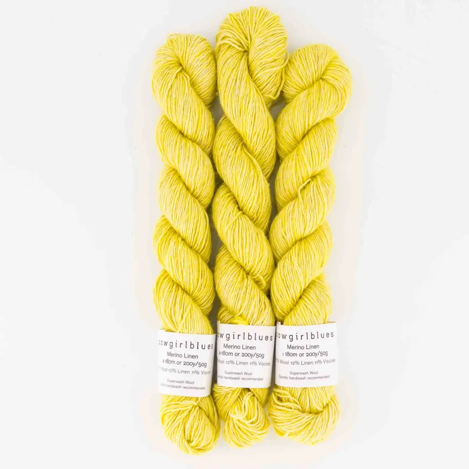 Cowgirlblues Merino Linen Lemon Wolle 50g handgefärbt