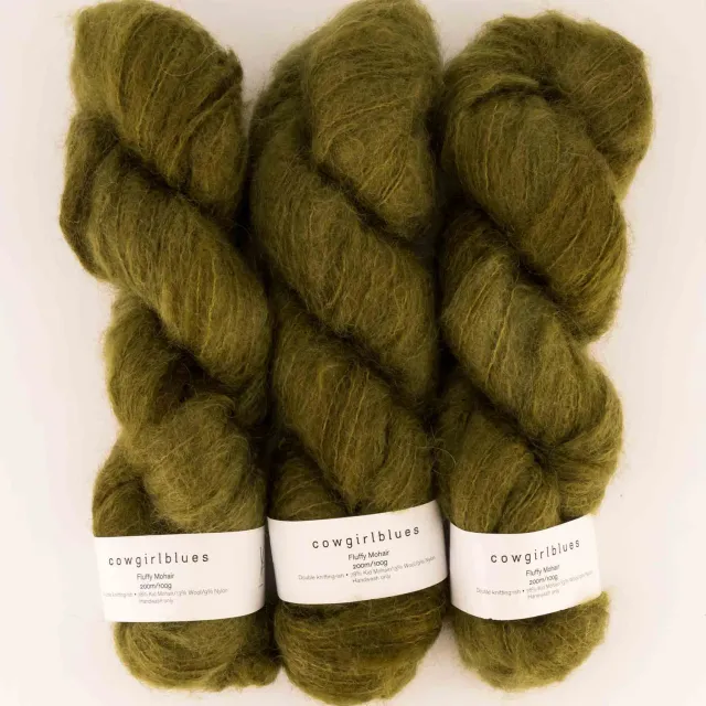 Cowgirlblues Fluffy Olive Mohairgarn handgefärbt