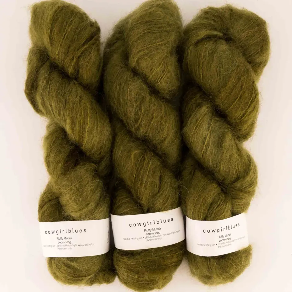 Cowgirlblues Fluffy Olive Mohairgarn handgefärbt