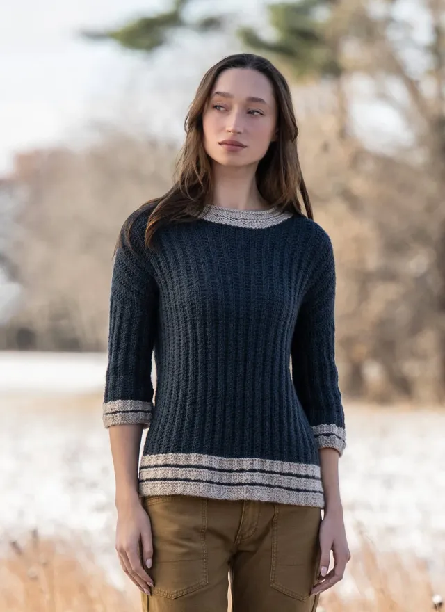 Blue Sky Fibers Scenic Sweater Strickanleitung zweifarbig Alpaka