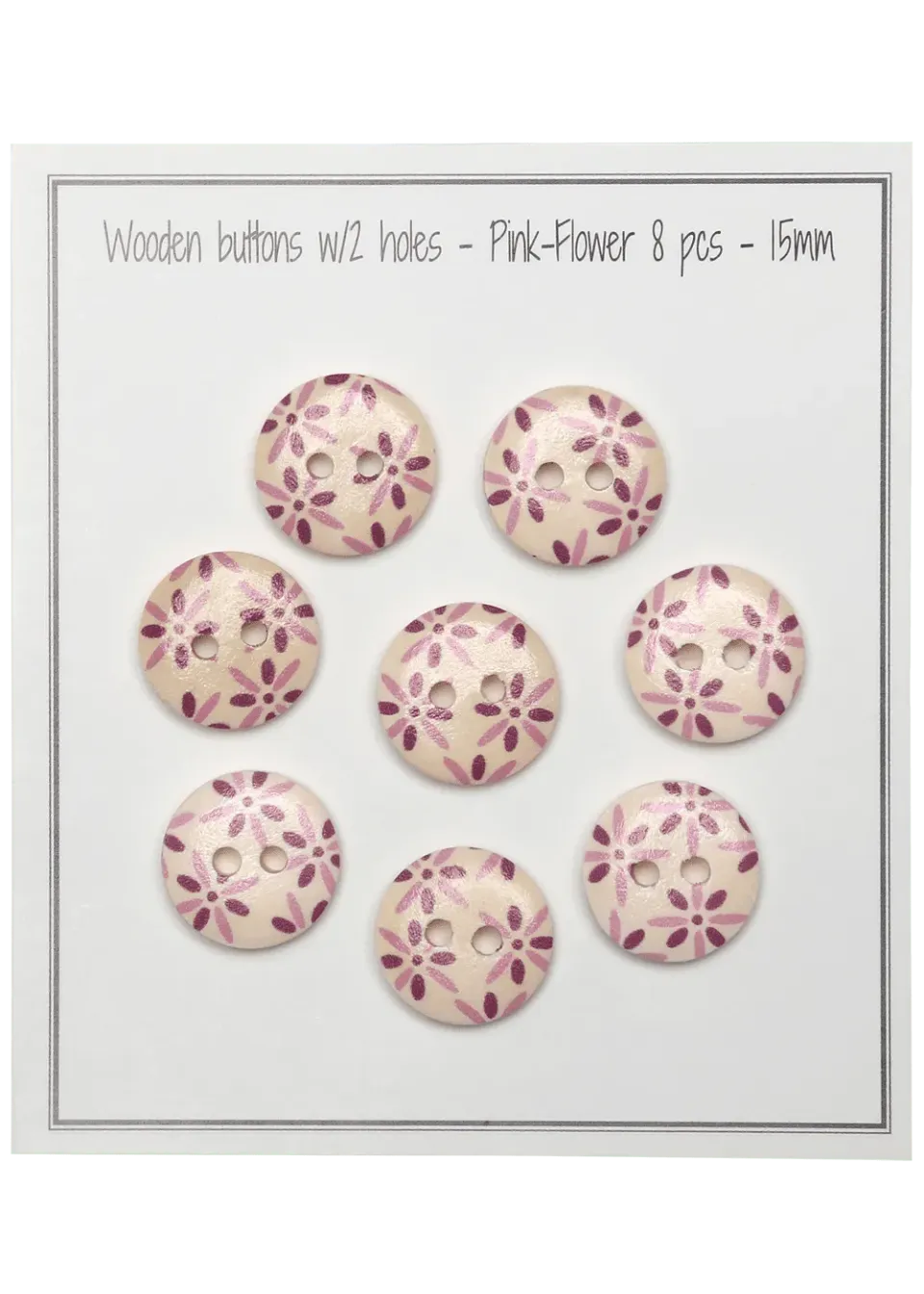 Go Handmade Pink-Flower Knopf 15 mm 8 Stk.