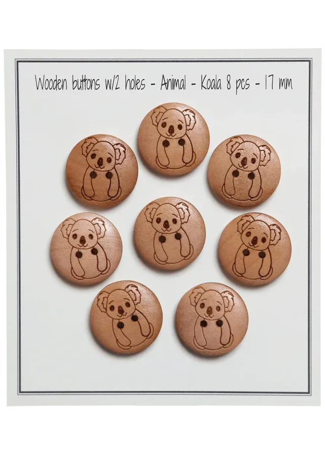 Go Handmade Koala Kinderknöpfe 17 mm 8 Stück