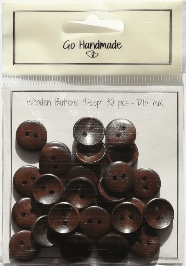 Go Handmade Deep Holzknöpfe 15 mm Braun 30 Stück