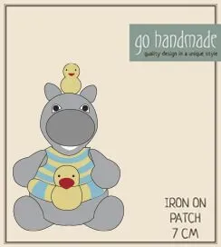 Go Handmade Helmut Hippo Bügelbild 7 cm Nilpferd