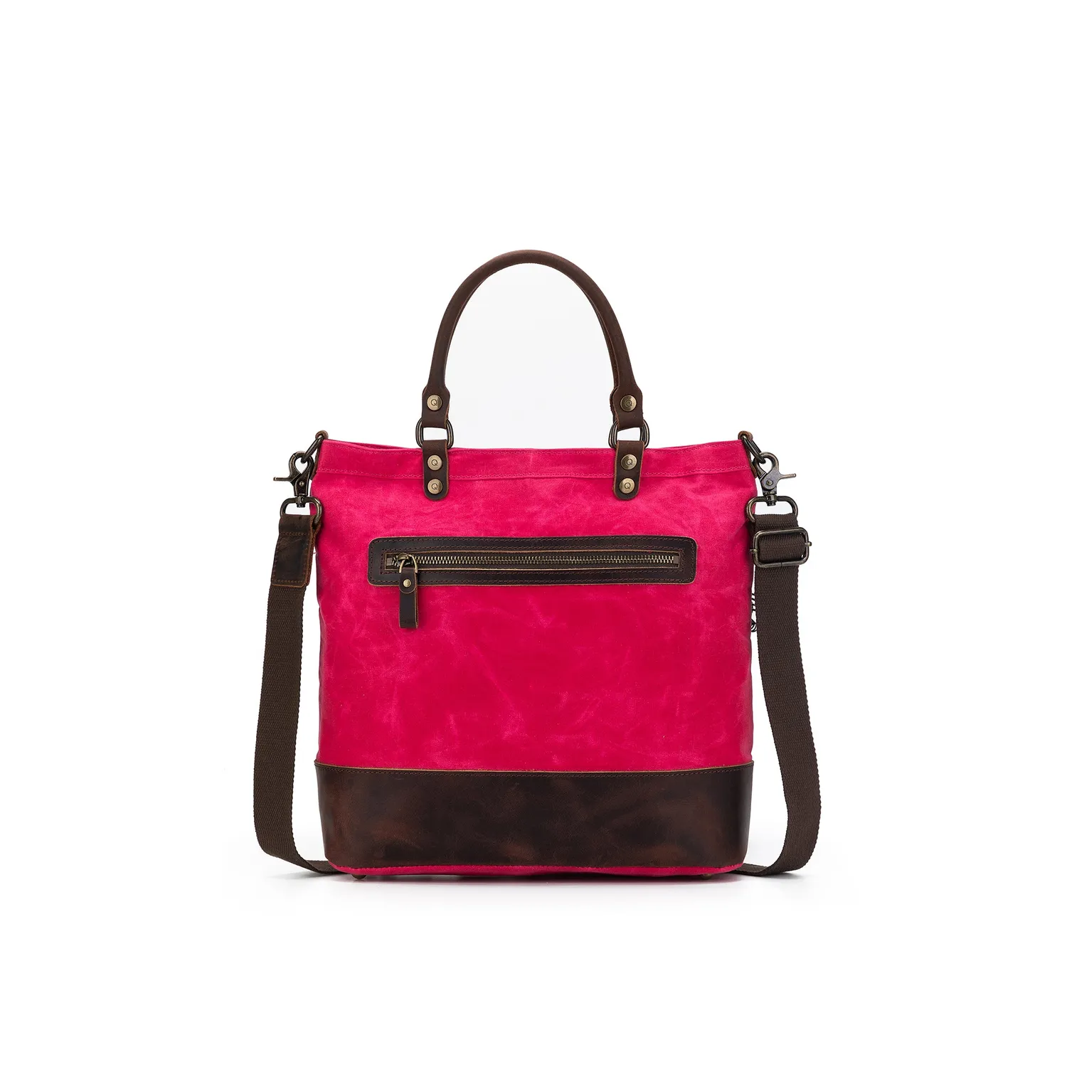 della Q Maker's Canvas Tote Vivid Rose Stricktasche Leder