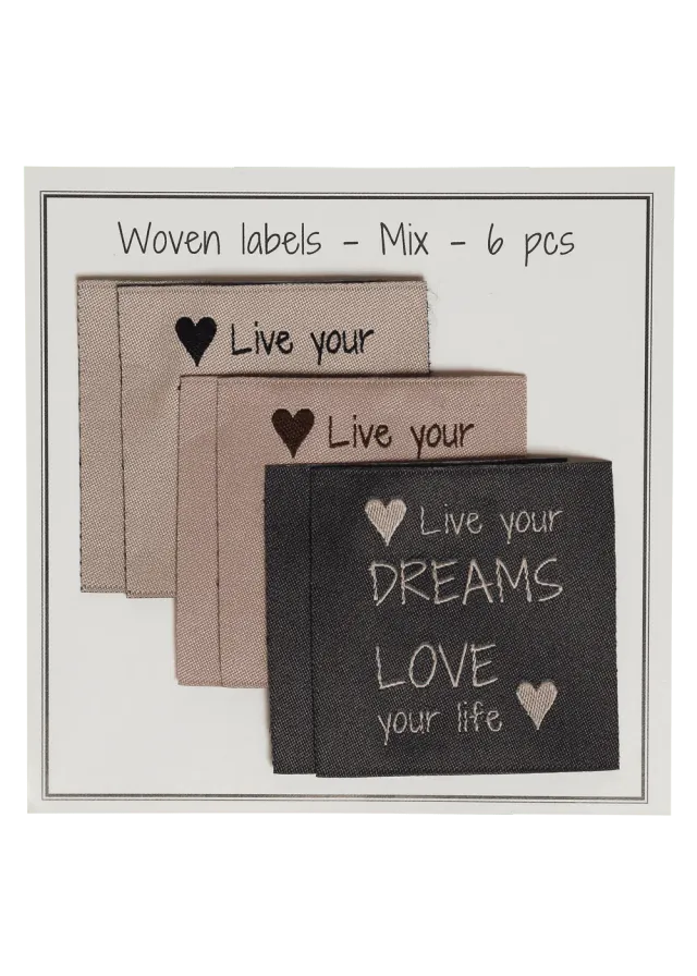 Go Handmade Woven Labels Webetikett 40x40mm Live your dreams 6St