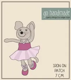 Go Handmade Emily Bügelpatch Maus 7cm Applikation