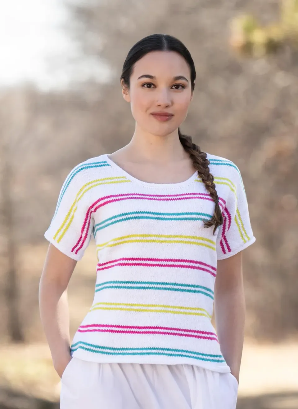 Blue Sky Fibers Classic Series Tropical Tee Strickanleitung Streifen