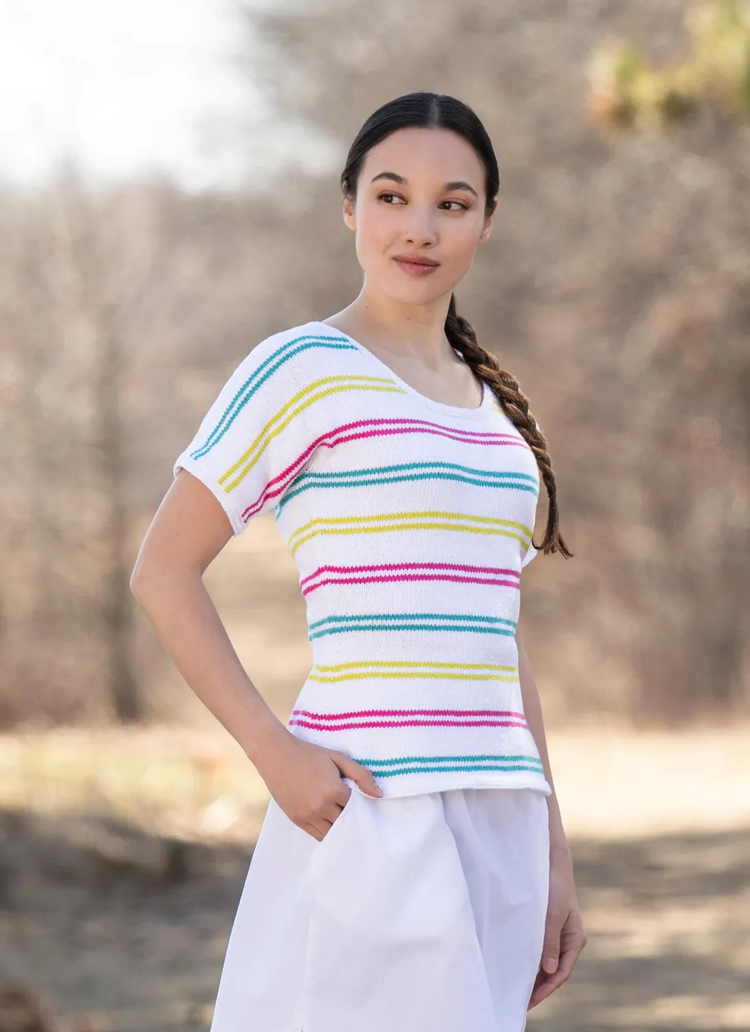 Blue Sky Fibers Classic Series Tropical Tee Strickanleitung Streifen