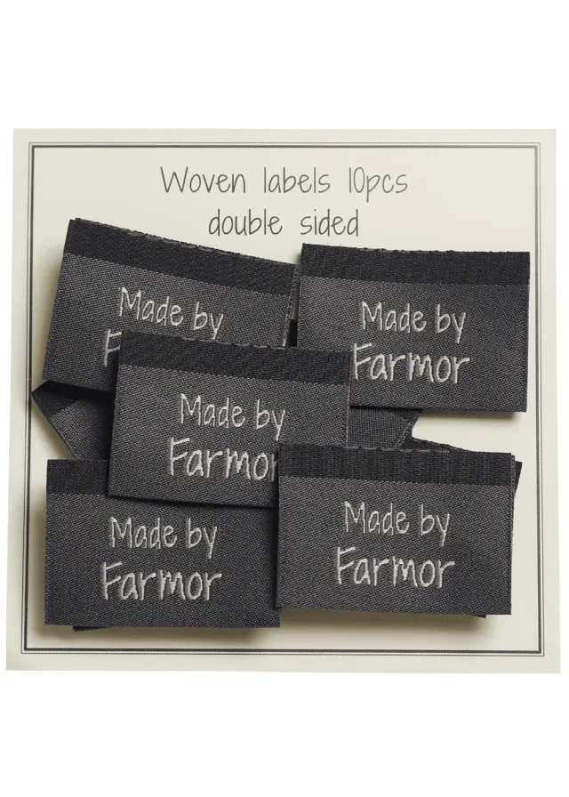 Go Handmade Webetiketten grau Made by farmor 10 Stück