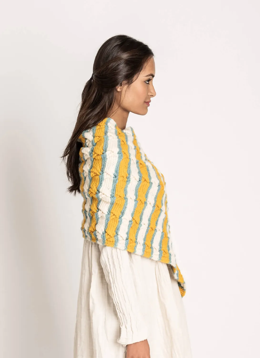 Blue Sky Fibers Classic Oakland Wrap Strickanleitung dreifarbig