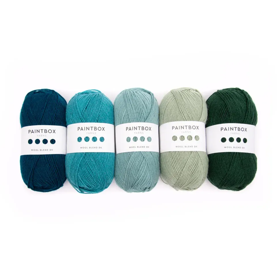 Paintbox Yarns Wool Blend DK Highlands Garn 5x100g grün
