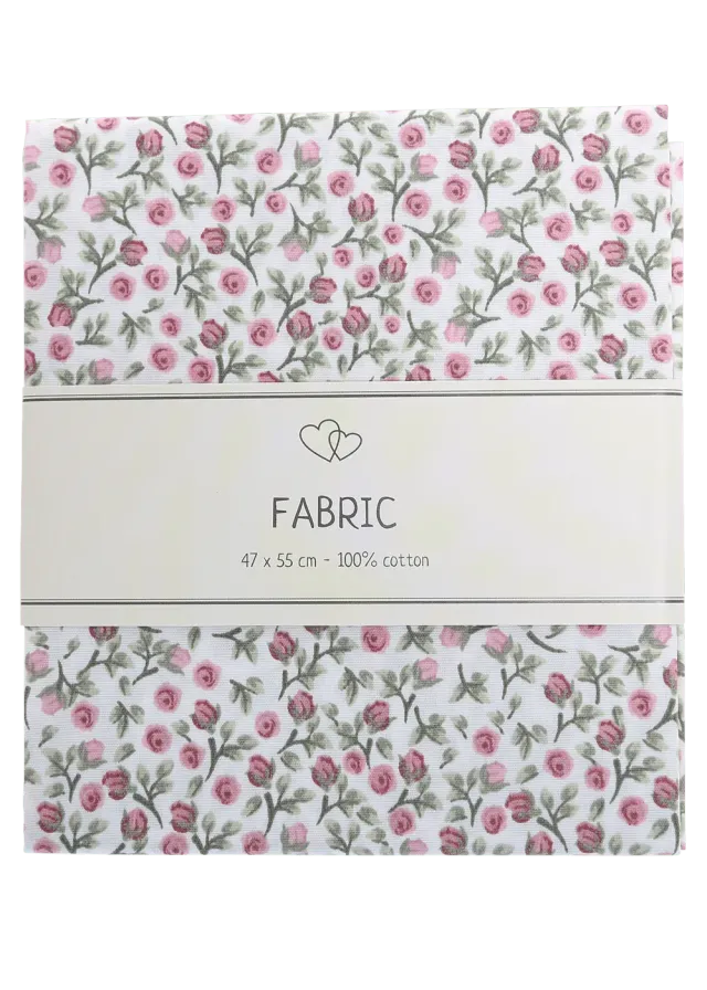 Go Handmade Cotton Baumwollstoff Rosen Weiß 47x55 cm