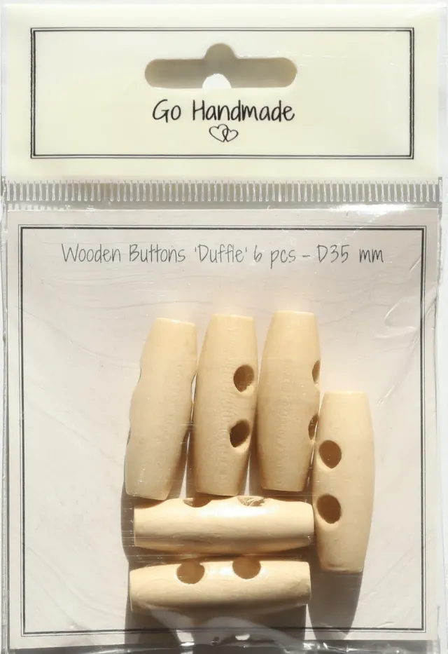 Go Handmade Duffle Knöpfe 35 mm Natur 6 Stück