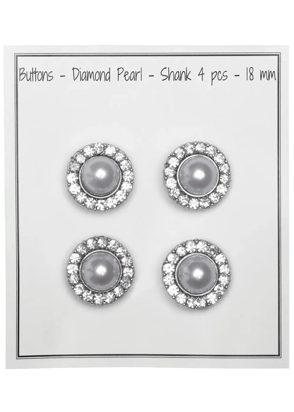 Go Handmade Diamond Pearl Ösenknopf 18 mm 4 Stk.