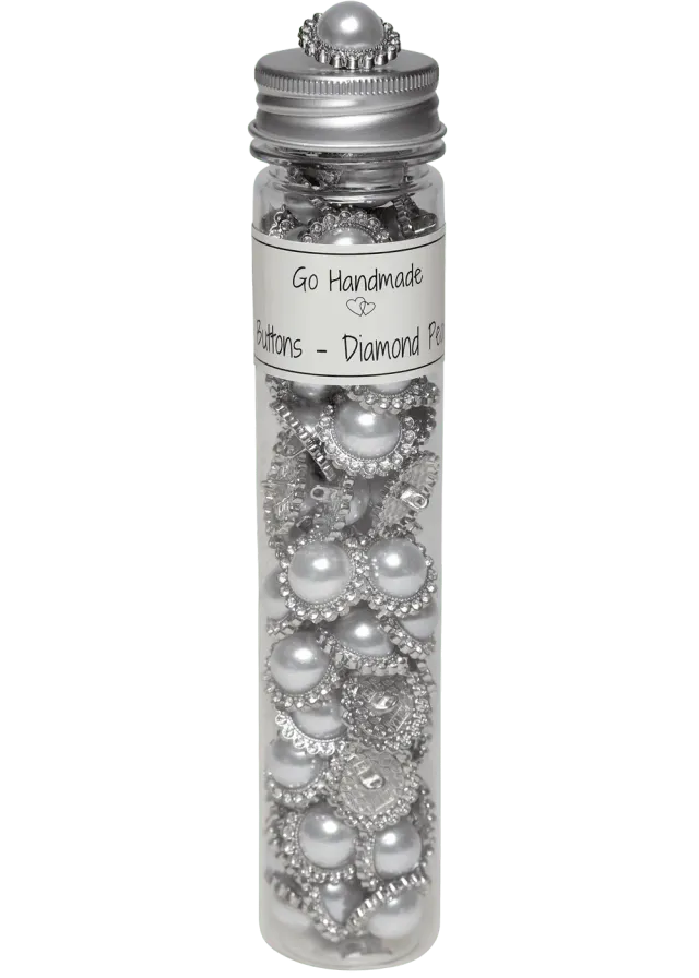 Go Handmade Diamond Pearl Knöpfe 21mm silber 70St