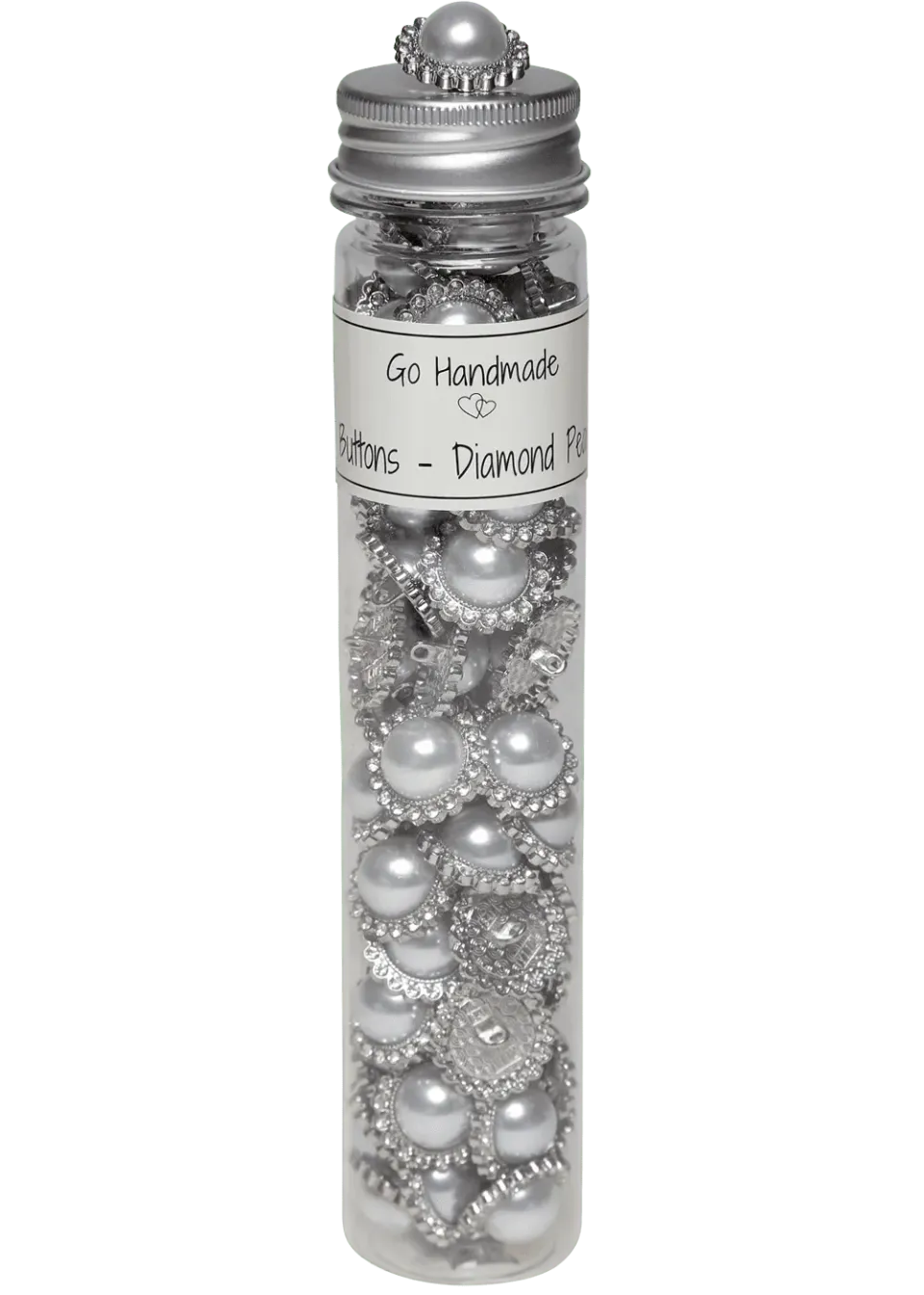 Go Handmade Diamond Pearl Knopf silber 21 mm 70 Stück
