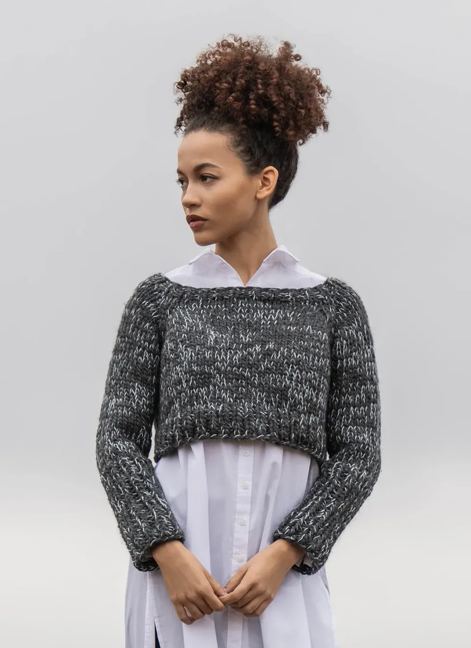 Blue Sky Fibers Classic Series Midlothian Marled Crop Pullover