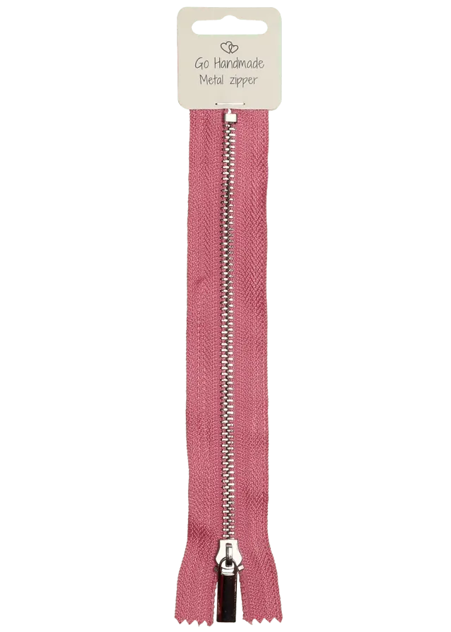 Go Handmade Metall-Reissverschluss 20 cm pink silber
