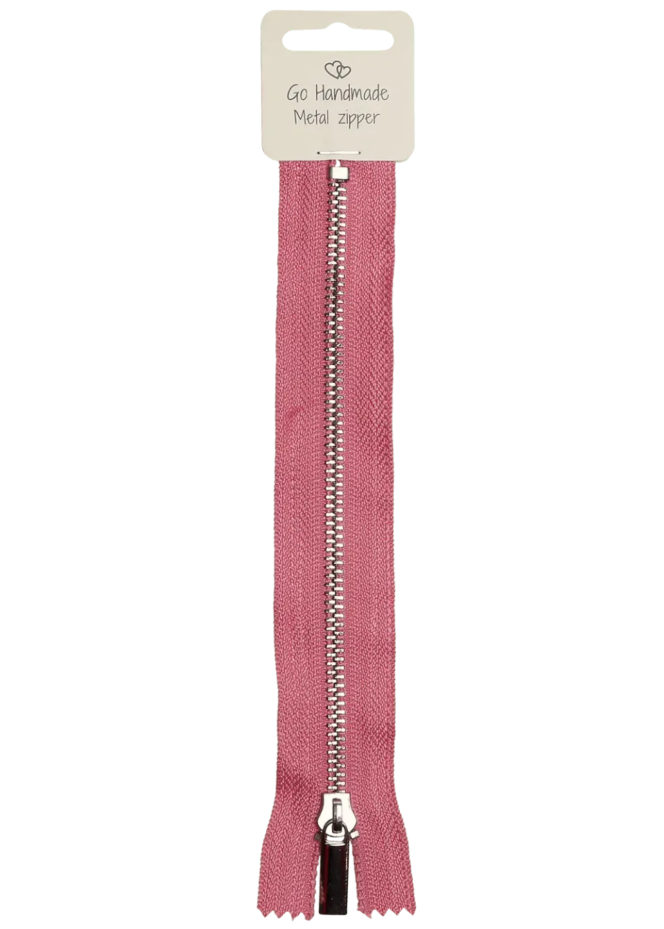Go Handmade Metall-Reissverschluss 20 cm pink silber