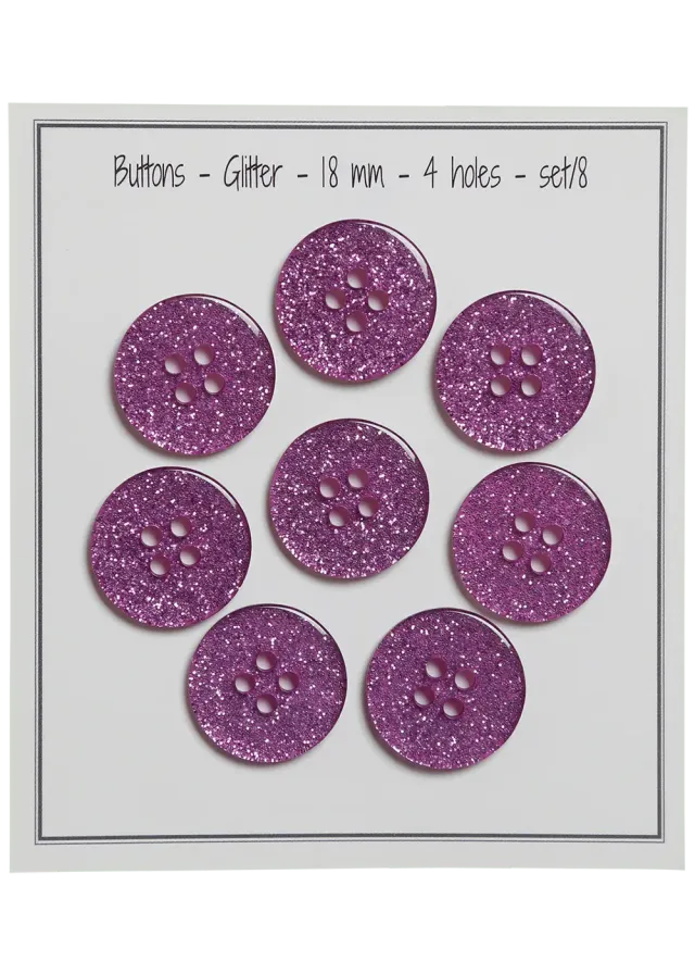 Go Handmade Glitter 18 mm Glitzerknöpfe 8 Stück funkelnd