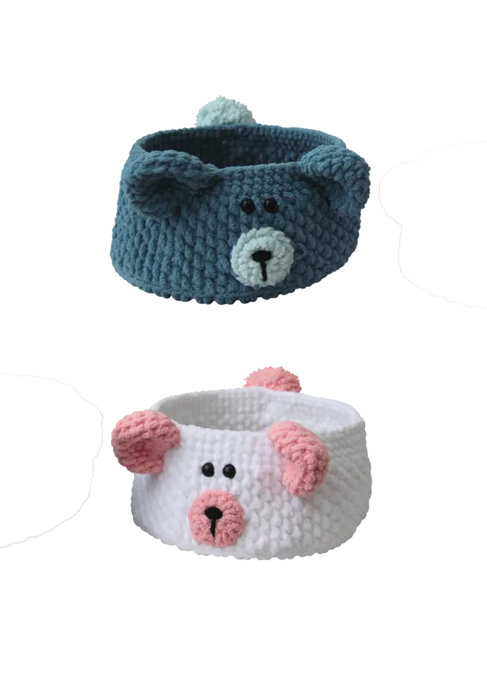 Go Handmade Teddy Basket Häkelkorb mit PU-Boden 18 cm