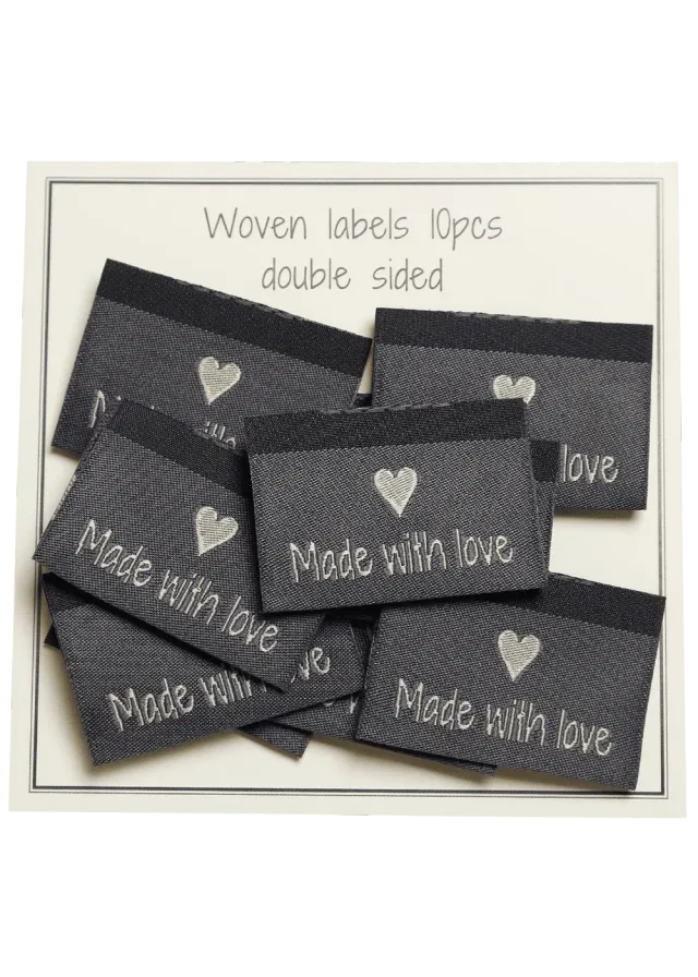 Go Handmade Made with Love Weblabel grau 35x19mm 10 Stück